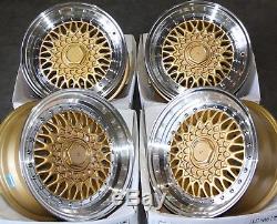15 Cruize Classic Alloy Wheels Gold Polished Deep Dish 4x100 15 Inch Alloys