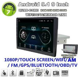 1Din Android 9.1 9 HD Car Stereo GPS MP5 DVR Wifi BT DAB Mirror Link AUX FM USB