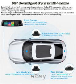 4CH Android 5.1 10 Car DVR Mirror Dash Cam Video Recorder BT WIFI GPS + 3Camera