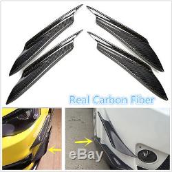 4XReal Carbon Fiber Front Bumper Splitter Fins Body Spoiler Canards Valance Chin