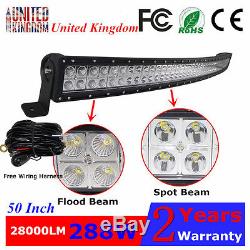 50 288W Curved LED Work Light Bar Driving Tractor Offroad Truck Lamp SUV ATV 12