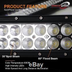 54 Inch 312W CREE LED Bar Combo Beam Curved Work Light for 4WD + 2x 4 18w+Wire
