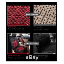 5-Seats Car Seat Cover PU Leather/Mesh Needlework Front&Rear Universal Black/Red