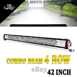 9D Quad-Row 744W Straight 42'' LED Work Light Bar Flood Spot Driving for 4x4