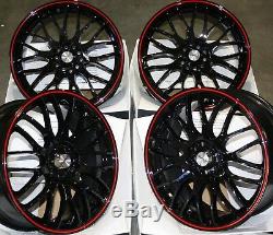 Alloy Wheels 17 Black Red Motion For Vauxhall Opel Astra Corsa Vectra Zafira
