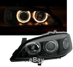 Black Angel Eye Projector Headlights Headlamps Vauxhall Opel Astra G Mk4 Mk 4
