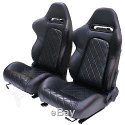 Black Pvc Leather Eff Reclining Bucket Car Seats For Vauxhall Astra