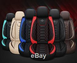 Black/Red Premium PU Leather Full Set Seat Covers For Standard 5-Seats Car SUV