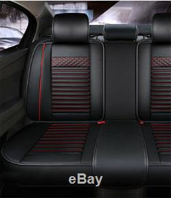 Car Full Set Seat Covers Luxury Leather Front Back Seat Covers Black & Red