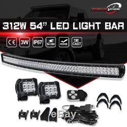 Curved 54Inch LED Light Bar Combo+ 2X 4 Pods Cube+Wiring + Remote Toyota RAV