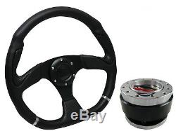 D1 BLACK D-SHAPED Steering Wheel + Quick Release boss kit BLACK
