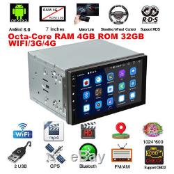 Double 2Din Android 8.0 7 Car Stereo GPS Radio 4G RAM+32G ROM Octa-Core DAB