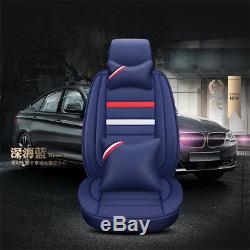 Fashion Blue Leather 5 Car Seat Cover Set Breathable&antibacterial Seat Cushion