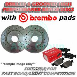 Front Drilled and Grooved 280mm 5 Stud Vented Brake Discs with Brembo Pads