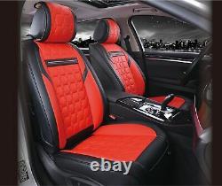 Full Set Red & Black Car Seat Covers Pu Leather Universal Dog Pet Protector
