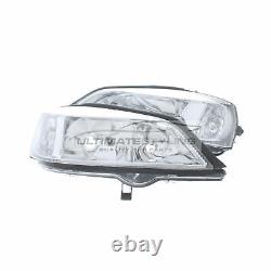 Headlights Vauxhall Astra G Mk4 1998-2004 Chrome Inner Headlamps Left & Right
