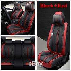 Luxury 5 Sit Breathable Microfiber Leather Car Cushion Seat Full Cover Red Black