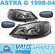 Pair Black Headlights + Smoked Side Repeaters Vauxhall Astra G Coupe Van Sxi Sri
