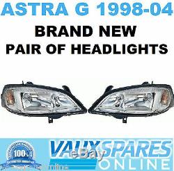 Pair Chrome Headlights Headlamps Vauxhall Astra G Van Coupe Hatch Sxi Sri Cdti