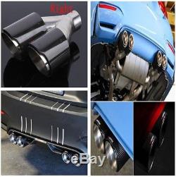 Stainless Steel Genuine Carbon Fiber Car SUV Right Dual Pipe Exhaust Tip Gloss