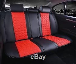 Universal Red Black Seat Covers Full Set Pu Leather Car Van Motorhome Bus Mpv