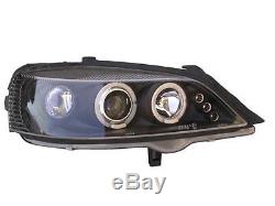 VAUXHALL ASTRA G MK4 98-04 Black Angel Eye Projector Headlights 1 PAIR