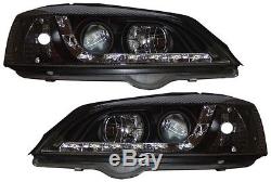Vauxhall Astra G Mk4 Led Black Drl R8 Style Projector Front Headlights