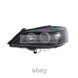 Vauxhall Astra G Headlights 98-04 Black Inner LED Twin Angel Eyes Projector DRL