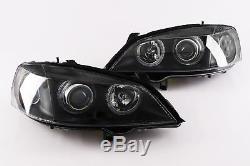 Vauxhall Astra G MK4 98-04 Black Projector Angel Eyes Headlights Set Left Right