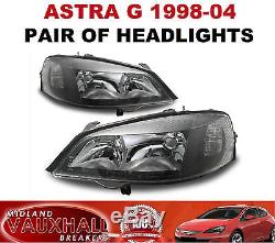 Vauxhall Astra G Mk4 1998-04 Gsi Sxi Sri Pair Of Black Headlights Headlamps New
