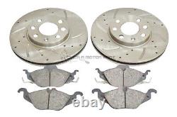 Vauxhall Astra G Mk4 1.6 16v Sxi Front Drilled Grooved Brake Discs & Mintex Pads