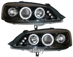 Vauxhall Astra G Mk4 98-03 Black Led Angel Eye Projector Front Headlights