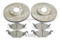 Vauxhall Astra G Mk4 98-04 Front Drilled & Grooved Brake Discs Mintex Pads 4stud