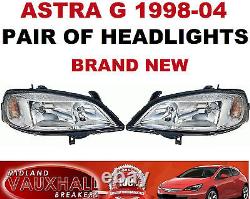 Vauxhall Astra G Mk4 98-04 Pair Chrome Headlights Headlamps Drivers + Passengers