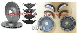 Vauxhall Astra G Mk4 98- Front Brake Discs And Pads + Rear Brake Drums Shoes Set