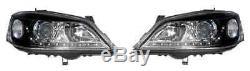 Vauxhall Astra Mk4 98-04 Projector Headlights Chrome Inner Black DRL Strip Pair