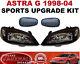 Vauxhall Astra Mk4 Gsi Style Pair Of Black Headlights Headlamps & Side Repeaters