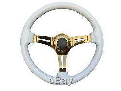 White Gold TS Aftermarket Sports Steering Wheel 6x70mm PCD